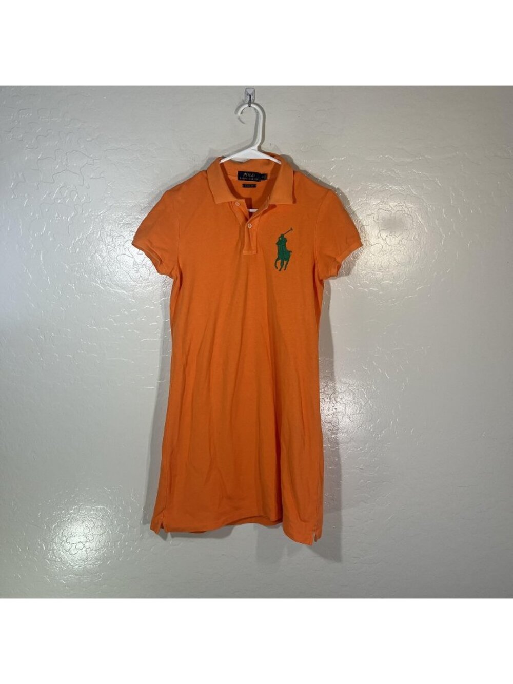 Polo Ralph Lauren Dress Womens Medium Orange Mesh Mini Polo Shirt Short Sleeve